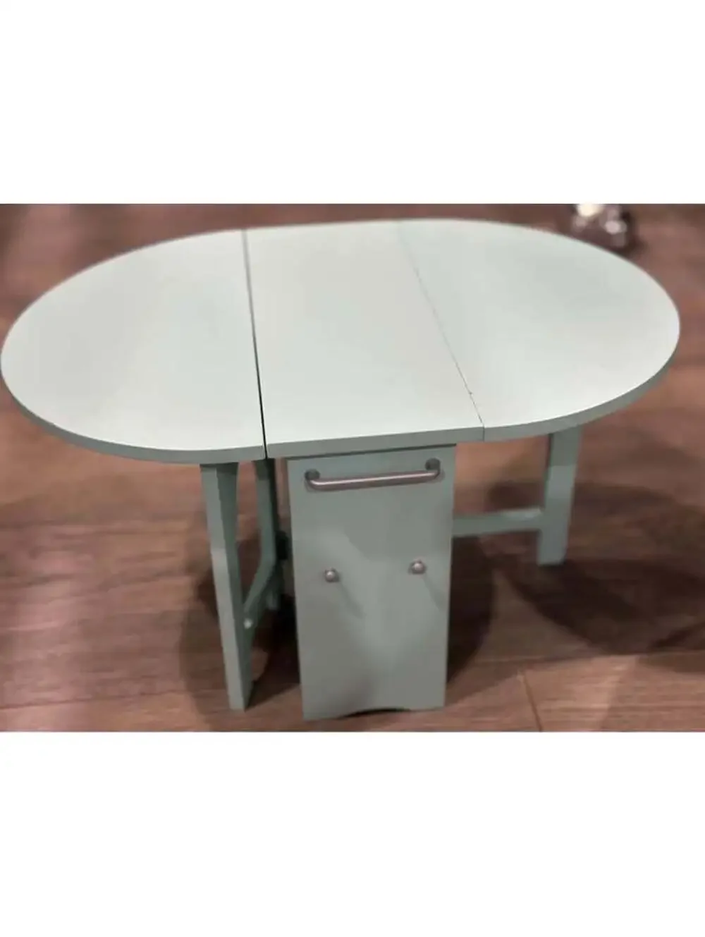 Retired 2010 American Girl doll sized baking table in light blue finish